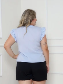 Plus Size Blouses - 淺藍色 - 查看 2