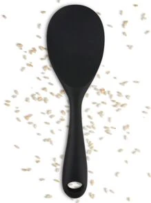 Colher De Arroz Silicone Utensilio de Cozinha Não Risca Alta Temperatura Limpeza Fácil - Preto - Visão 4