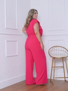 Plus Size Jumpsuits - Hot Pink - View 4