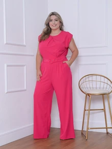 Plus Size Jumpsuits - Hot Pink - View 3
