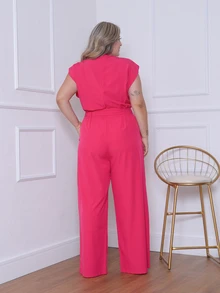 Plus Size Jumpsuits - Hot Pink - View 2