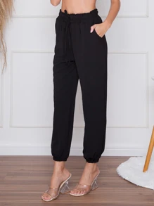 Women Pants - 黑色 - 查看 4