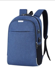 Mochila notebook anti furto e anti-roupo com cadeado e entrada de fone - Azul - Visão 1