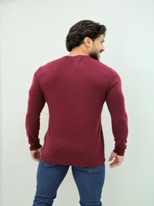 Men Sweaters - Burgundy - View 2