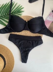 Women Bikini Sets - 黑色 - 查看 8