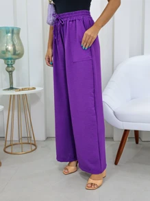 Women Pants - 紫色 - 查看 4