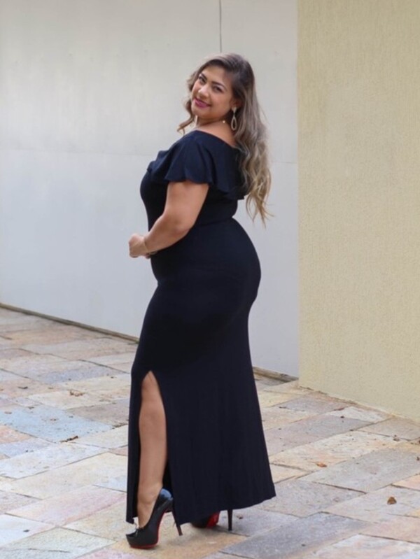 vestido longo cigana de fenda plus size