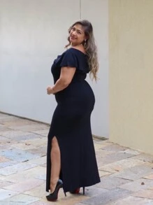 vestido longo cigana de fenda plus size