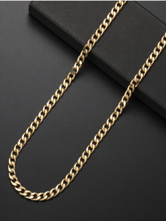 Cadena cuban color oro, acero inoxidable