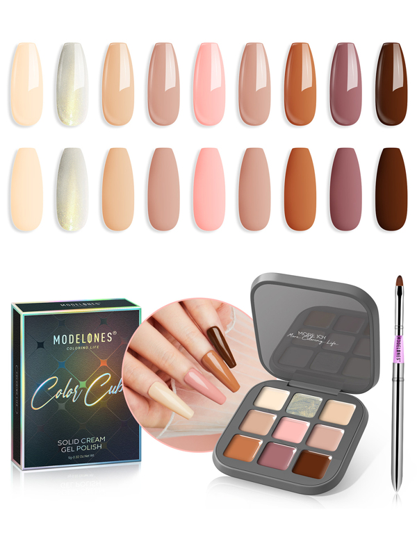 Modelones 9 Shades Solid Cream Gel Polish Color Cube Born Classy