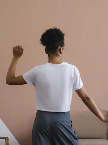 Playera tipo Crop Top liso - Blanco - Ver 2