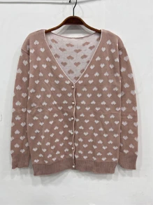 Plus Size Cardigans - ורוד עתיק - ראה 1