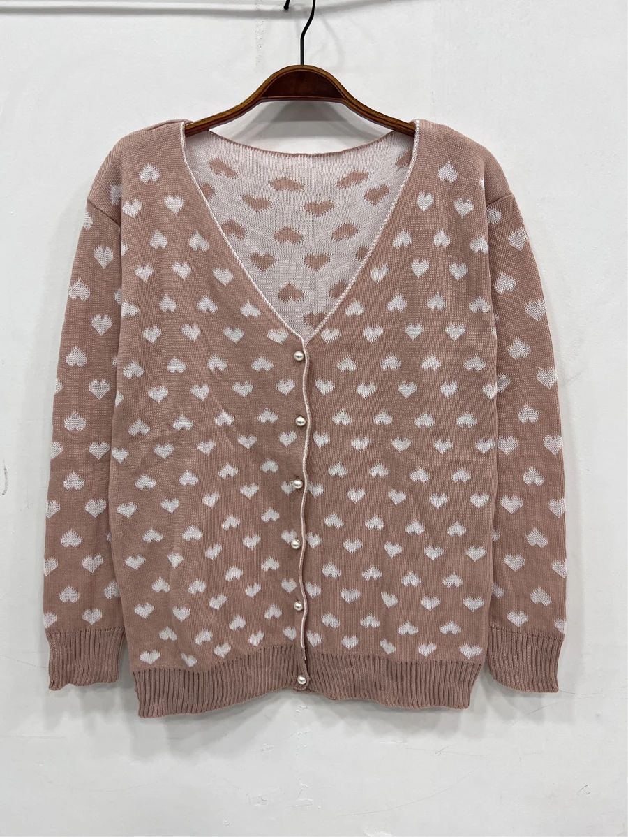 Plus Size Cardigans - ורוד עתיק - ראה 1