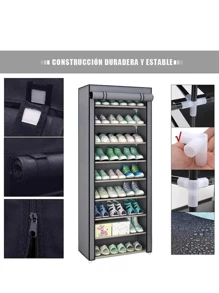 Zapatera Organizador Zapatos 9 Niveles Compartimientos Metal - Gris Oscuro - Ver 6