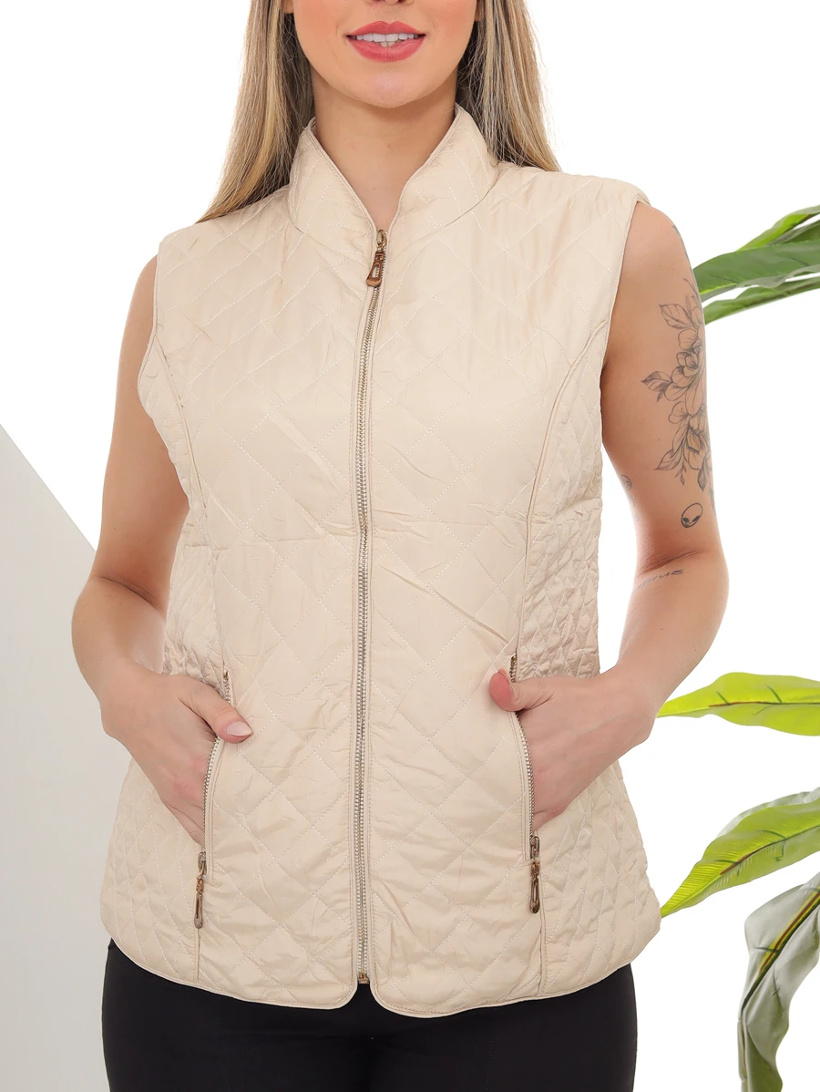 Women Winter Coats - Beige - View 1