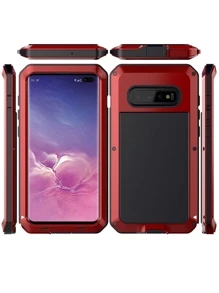 Funda Uso Rudo Para Galaxy S10 Normal S10E S10 + Plus Metal Caucho Case Protector - Rojo - Ver 5