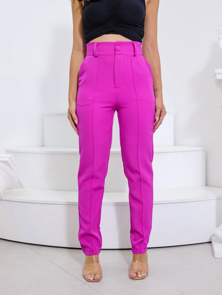 Women Suit Pants - Rose Red - View 1