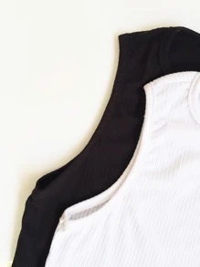 Women Tank Tops & Camis - 黑與白 - 查看 5