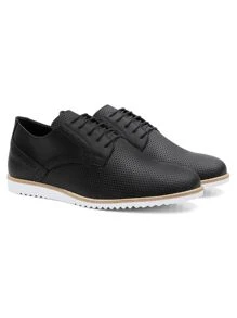 Sapato Social Masculino Estilo Clássico Brilhoso Moderno Confortável Sola Caramelo e Branca