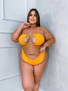 Plus Size Bikini Sets - Orange - View 4