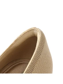 Women's Pointed Toe Kitten Heels Work Pumps Comfortable Knitted Closed Toe Dressy Wedding Shoes - Màu be - Xem 5