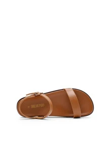 Women's Cute Open Toe One Band Arch Support Comfort Flat Sandals For Summer - màu nâu - Xem 5