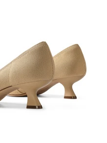 Women's Pointed Toe Kitten Heels Work Pumps Comfortable Knitted Closed Toe Dressy Wedding Shoes - Màu be - Xem 6