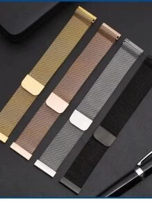 Pulseira metal milanese 20mm 22mm Compativel Relogio Watch3 41/45 Active2 Amazfit Bip GTR42/47mm GTS GTR3PRO - Bege - Visão 4
