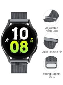 Pulseira metal milanese 20mm 22mm Compativel Relogio Watch3 41/45 Active2 Amazfit Bip GTR42/47mm GTS GTR3PRO - Bege - Visão 3