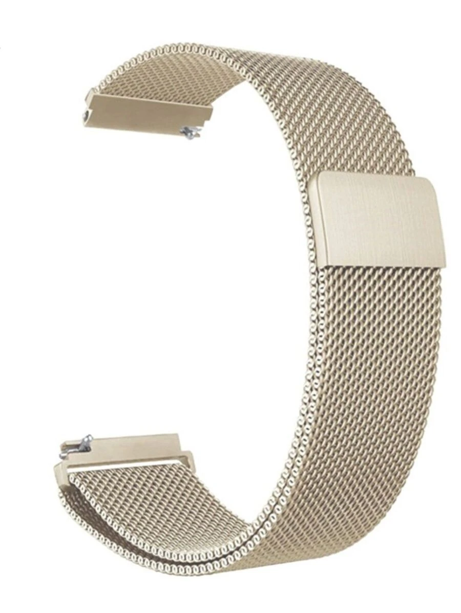 Pulseira metal milanese 20mm 22mm Compativel Relogio Watch3 41/45 Active2 Amazfit Bip GTR42/47mm GTS GTR3PRO - Bege - Visão 1