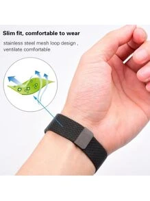 Pulseira metal milanese 20mm 22mm Compativel Relogio Watch3 41/45 Active2 Amazfit Bip GTR42/47mm GTS GTR3PRO - Bege - Visão 5