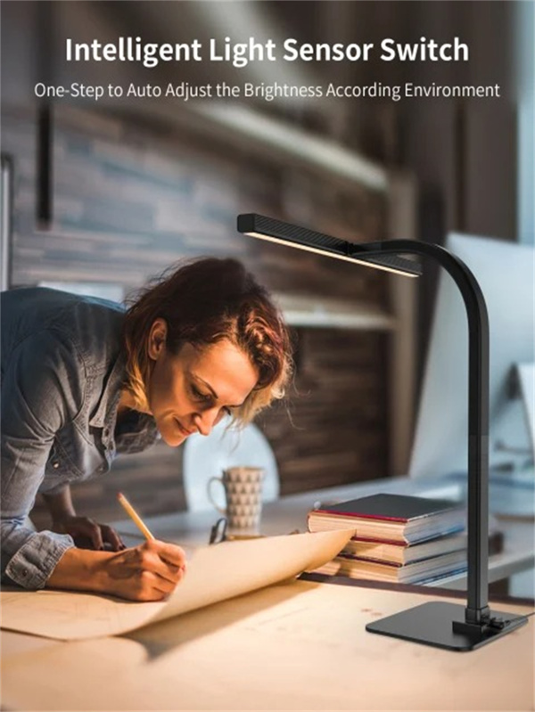 LED Desk Lamp; Architect Desk Lamp for Home Office; 12W Dimmable and 6 Color Modes Super Bright