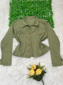 Women Denim Jackets & Coats - 綠色 - 查看 1