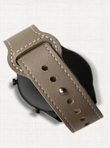 Pulseira couro sintético 20mm 22mm Compativel Relogio Watch3 41/45 Active2 Amazfit Bip GTR42/47mm GTS GTR3PRO - Preto - Visão 5