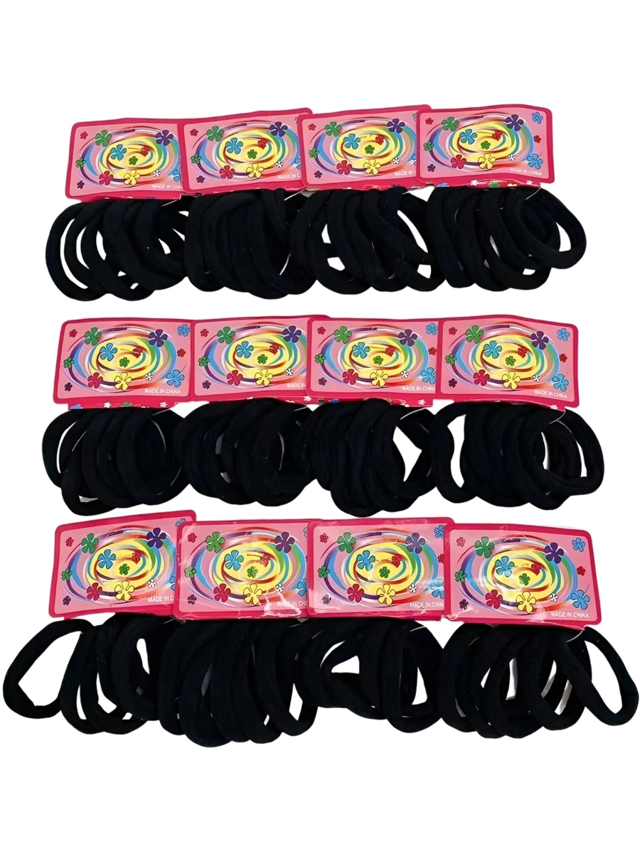 KiT Com 72 Elástico de Cabelo feminino Xuxinha rabicó para cabelo - Preto - Visão 1