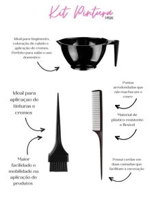 Kit profissional de pintura de cabelo 3 peças - Multicolorido - Visão 5