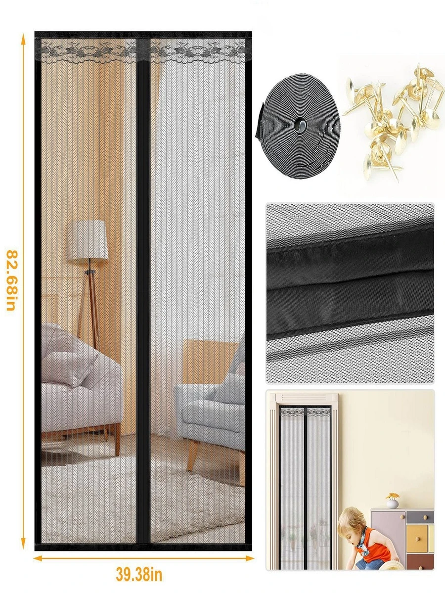 Magnetic Mesh Curtain Hands-free Fly Mesh Door Curtain - Black - View 1