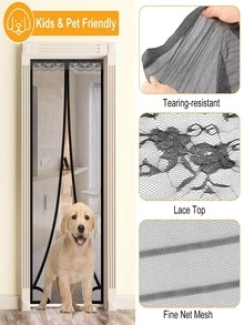 Magnetic Mesh Curtain Hands-free Fly Mesh Door Curtain - Black - View 5