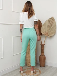 Women Suit Pants - 薄荷綠 - 查看 11