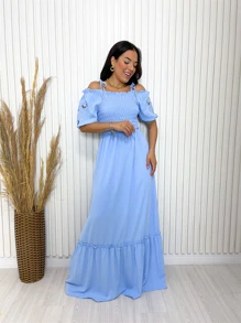 Women Dresses - Màu xanh lam - Xem 3