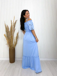 Women Dresses - Màu xanh lam - Xem 2