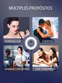 10 Inch LED Light Ring Lamp With Portable Tripod - White - View 5