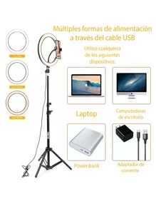 10 Inch LED Light Ring Lamp With Portable Tripod - White - View 4