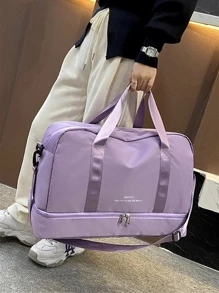 Baila Morena Bolsa baú esportiva nylon resistente à água capacidade grande de mão de ombro alça transversal ajustável porta tênis bolso impermeável - Roxo - Visão 4