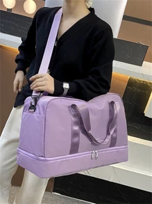 Baila Morena Bolsa baú esportiva nylon resistente à água capacidade grande de mão de ombro alça transversal ajustável porta tênis bolso impermeável - Roxo - Visão 5