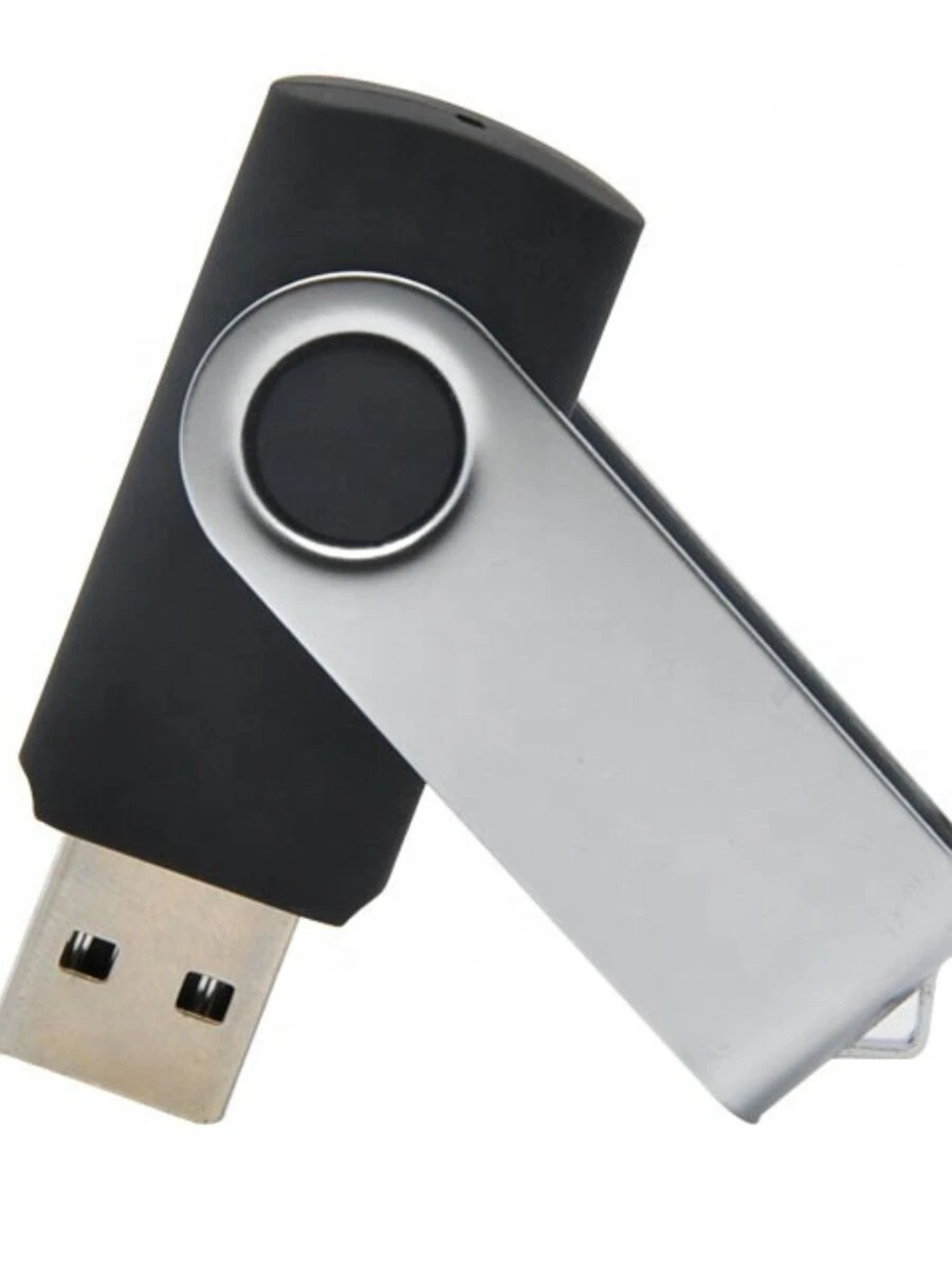 Pen Drive 4,8,16,32,64 GB Swivel Pendrive with Chip Fast USB 2.0 Flash Drive Metal Finish (Black) - Preto - Visão 1