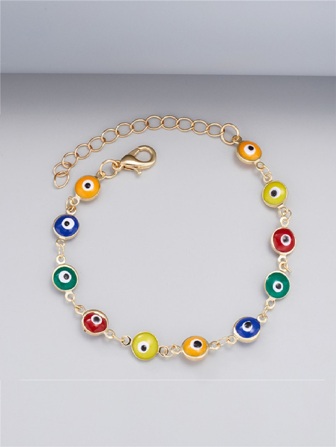 Pulsera de ojo turco de colores, acero inoxidable