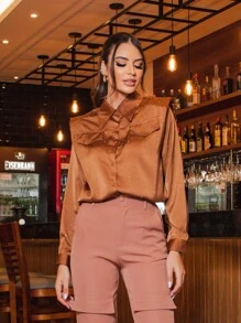 Women Blouses - 棕色 - 查看 5