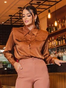 Women Blouses - 棕色 - 查看 1