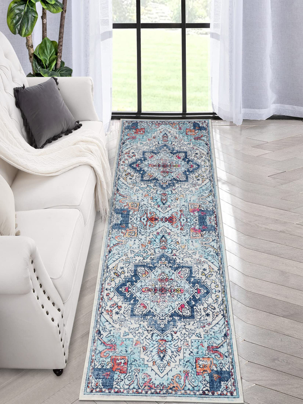 Washable Runner Rug NonSlip Vintage Bohemian Hallway Runner Stain